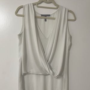 BCBG white short sleeve blouse with long back- XS